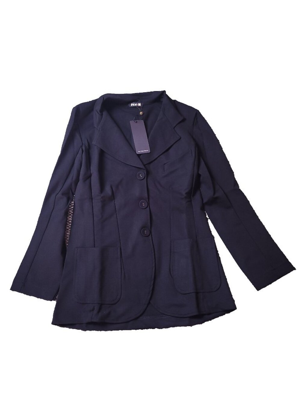 Suzie Kondi Ponte Blazer Womens M Medium Black 3 Button Jacket